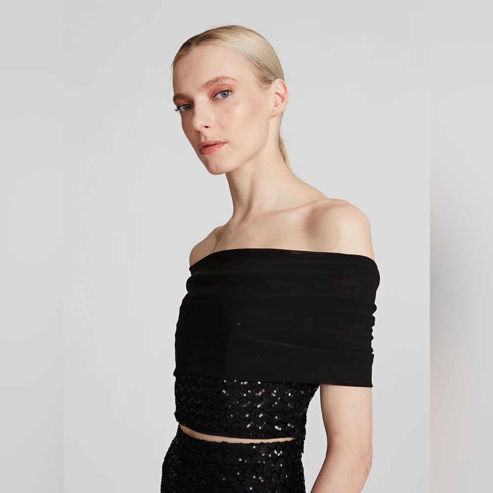 Halston off shoulder sequin bustier Sz 2